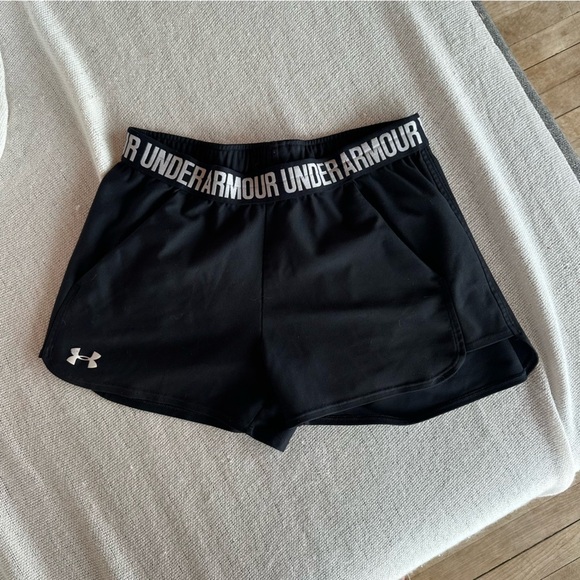 Under Armour Red and Black Athletic Shorts - Picture 4 of 5